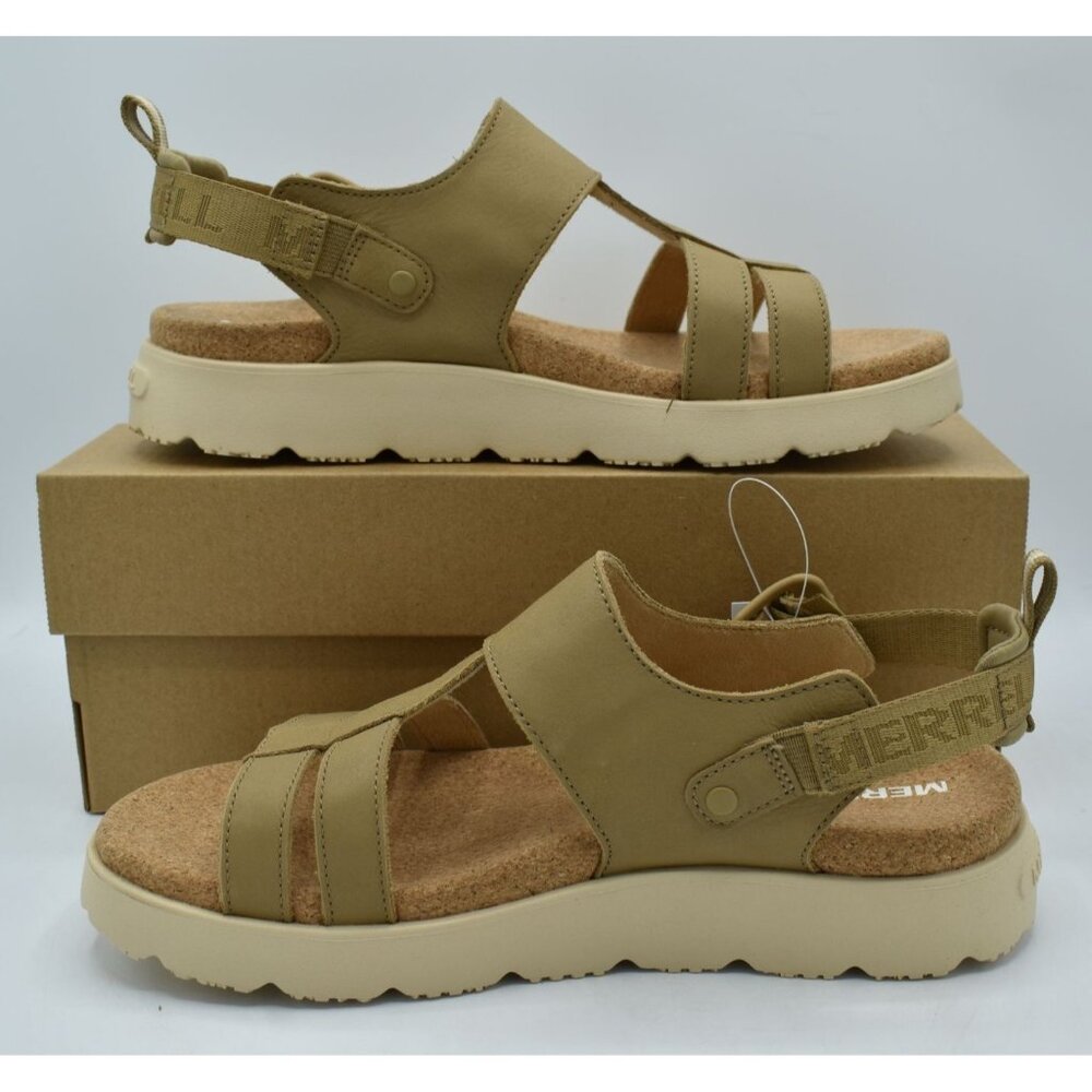 Merrell Fleur Backstrap Women Size 7 Beaver Brown New Leather Strappy Sandals - Picture 12 of 14